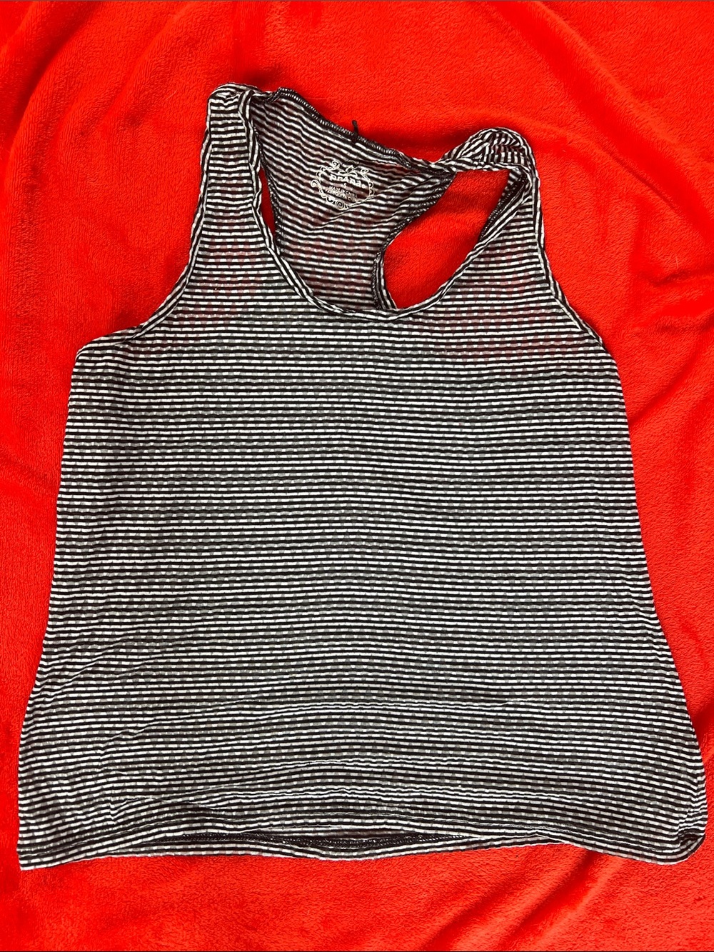 Prana Black and White Striped Tank Top